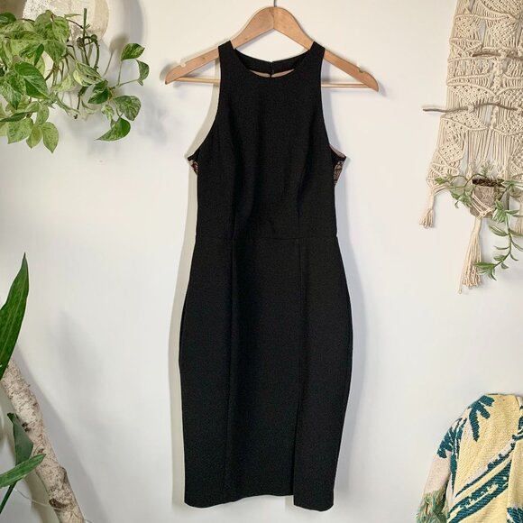 Adelyn Rae Cutout Lace Halter Cocktail Black Mini Prom Dress Wedding Guest Gala - Picture 3 of 14